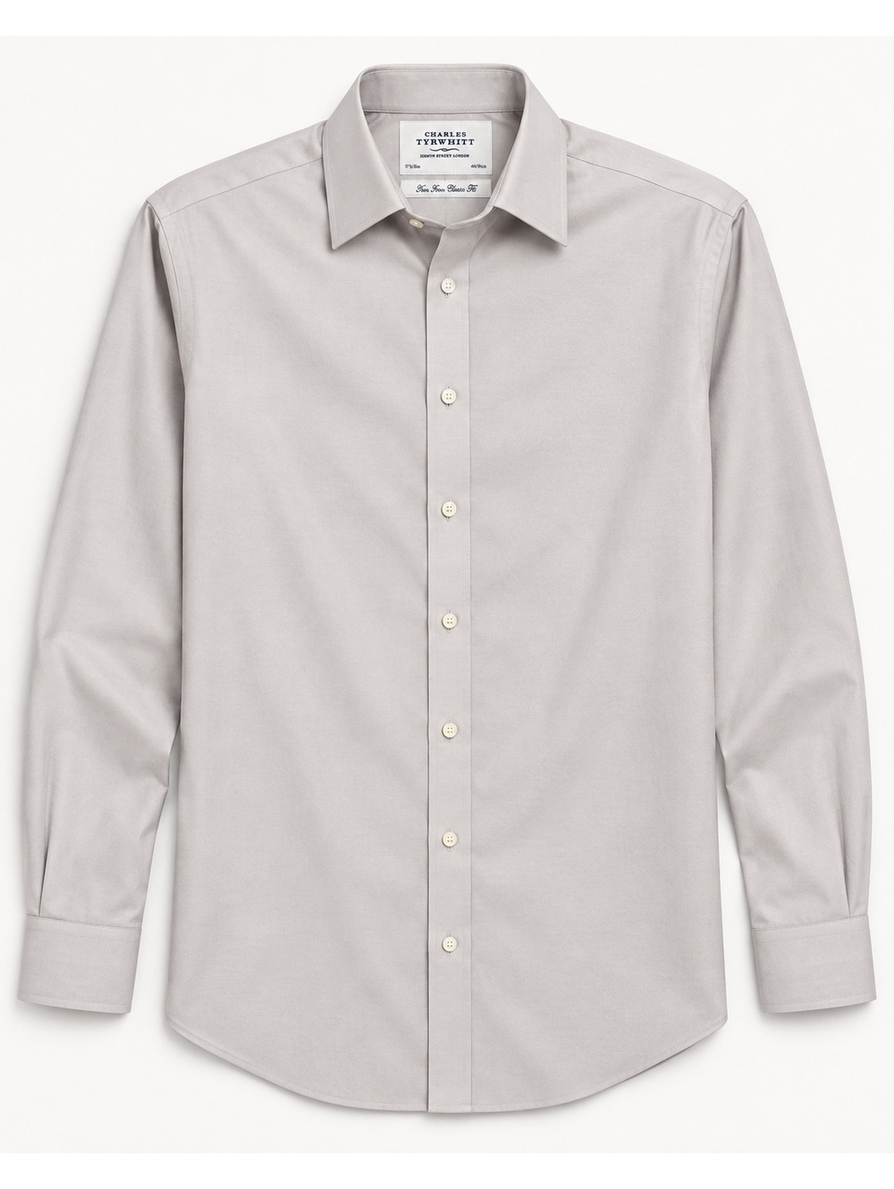 Charles Tyrwhitt Men’s 17.5/36 Light Gray Non-Iron Classic Fit Dress Shirt